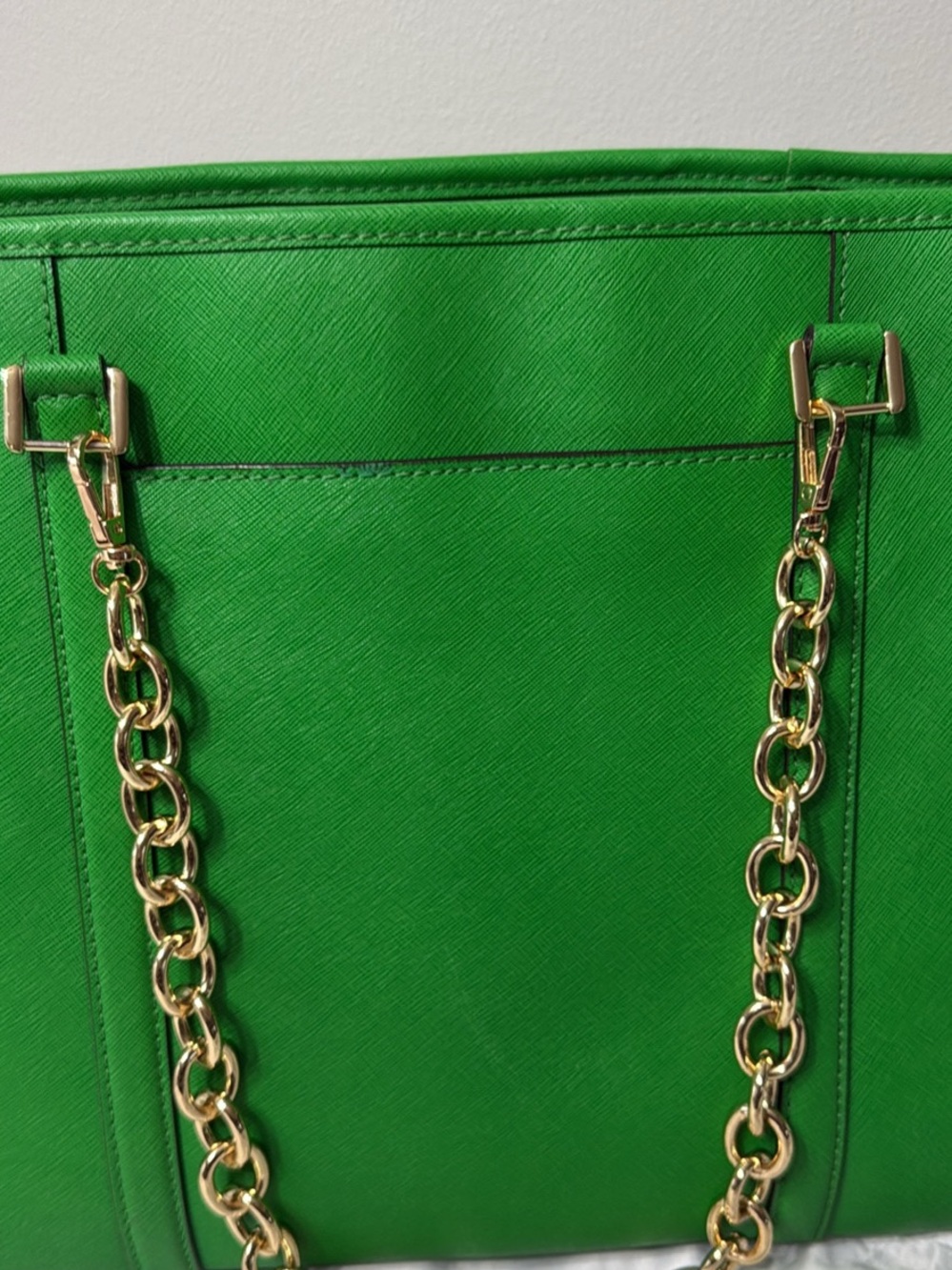 Michael Kors Saffiano Leather Large Green Tote - Picture 3 of 8